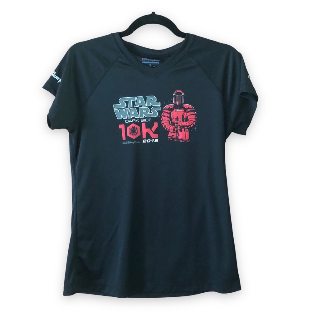 Run Disney Star Wars Dark Side 10K Black V-Neck Short Sleeve Shirt Medium